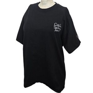 California Strawberry Festival T-Shirt L Black Champion Paint Splatter Graphic